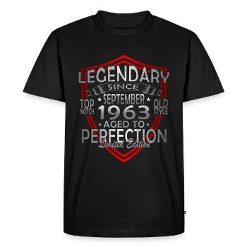 Septembre 1963 Anniversaire Septembre 1963 Septembre - T-shirt Premium bio Homme - noir - Devant - Nico (187cm)