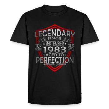 Septembre 1983 Anniversaire Septembre 1983 Septembre - T-shirt Premium bio Homme - noir - Devant - Nico (187cm)