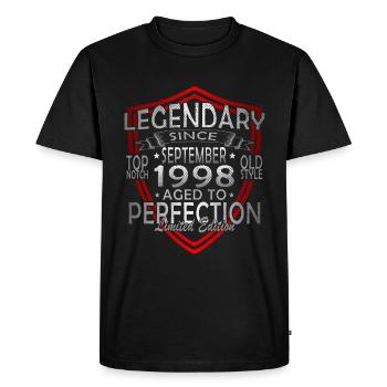 Septembre 1998 Anniversaire Septembre 1998 Septembre - T-shirt Premium bio Homme - noir - Devant - Nico (187cm)