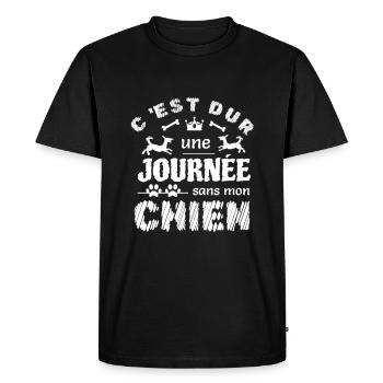 C'est dur une journée sans mon chien - T-shirt Premium bio Homme - noir - Devant - Nico (187cm)