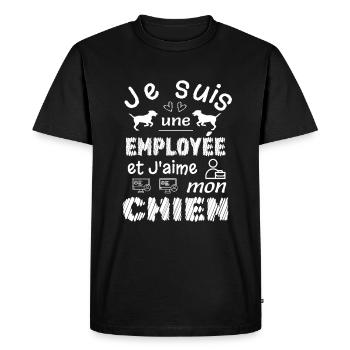Je suis une employée et j'aime mon chien - T-shirt Premium bio Homme - noir - Devant - Nico (187cm)