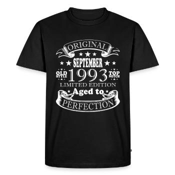 Septembre 1993 Anniversaire Septembre 1993 Septembre - T-shirt Premium bio Homme - noir - Devant - Nico (187cm)