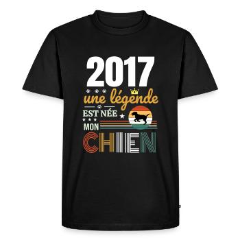 2017 une légende et née mon chien - T-shirt Premium bio Homme - noir - Devant - Nico (187cm)