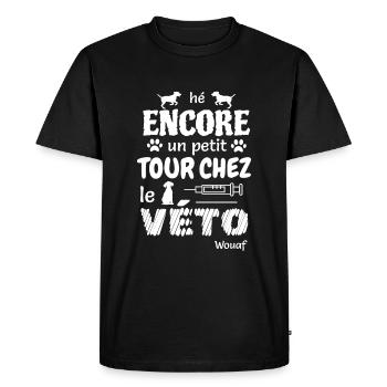 Hé encore un petit tour chez le véto - T-shirt Premium bio Homme - noir - Devant - Nico (187cm)