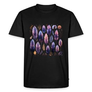 Plumes colorées - T-shirt Premium bio Homme - noir - Devant - Nico (187cm)