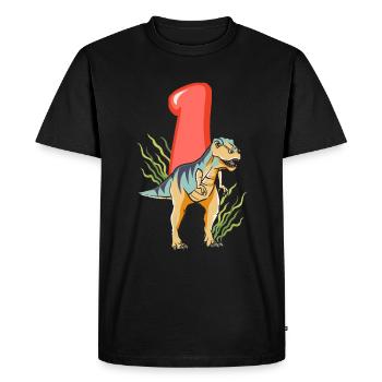 1er anniversaire Dino Anniversaire Je suis 1 - T-shirt Premium bio Homme - noir - Devant - Nico (187cm)