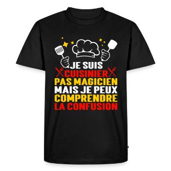 Humour Cuisinier Magicien Cuisine Cuistot - T-shirt Premium bio Homme - noir - Devant - Nico (187cm)