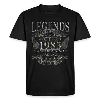 Octobre 1983 Anniversaire Octobre 1983 Octobre - T-shirt Premium bio Homme - noir - Devant - Nico (187cm)