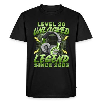 Cadeau 20e anniversaire Niveau 20 Terminé - T-shirt Premium bio Homme - noir - Devant - Nico (187cm)