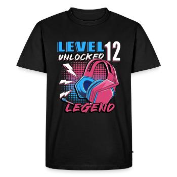12e anniversaire niveau 12 Gamer cadeau - T-shirt Premium bio Homme - noir - Devant - Nico (187cm)
