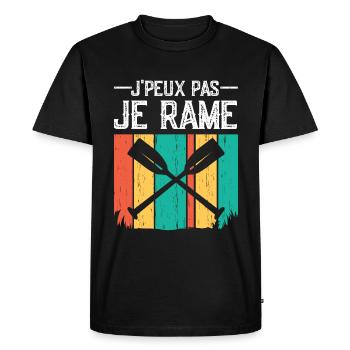 Humour Aviron Rameur Rameuse Sport Nautique Rame - T-shirt Premium bio Homme - noir - Devant - Nico (187cm)