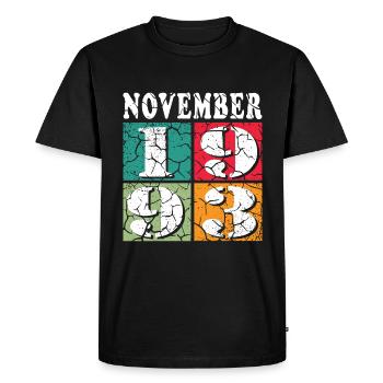 Novembre 1993 Anniversaire Novembre 1993 Novembre - T-shirt Premium bio Homme - noir - Devant - Nico (187cm)