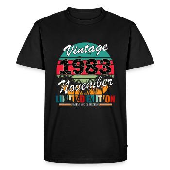 40e anniversaire Vintage Novembre 1983 Original 198 - T-shirt Premium bio Homme - noir - Devant - Nico (187cm)