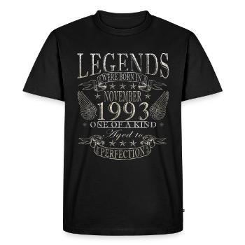 Novembre 1993 Anniversaire Novembre 1993 Novembre - T-shirt Premium bio Homme - noir - Devant - Nico (187cm)
