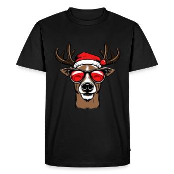 Joyeux Noël Renne Noël Famille Hommes Femmes - T-shirt Premium bio Homme - noir - Devant - Nico (187cm)