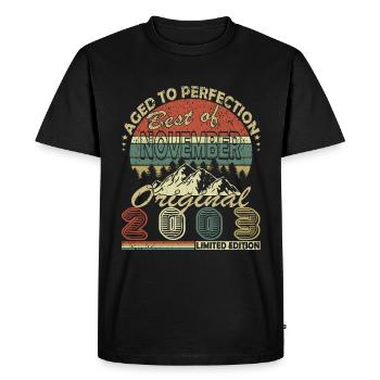 20e anniversaire Millésime Novembre 2003 Original 200 - T-shirt Premium bio Homme - noir - Devant - Nico (187cm)