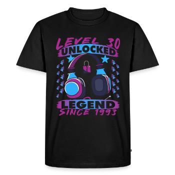 Niveau 30 Débloqué 30e Cadeau d’anniversaire Gamer - T-shirt Premium bio Homme - noir - Devant - Nico (187cm)