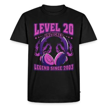 20.Geburtstag LVL20 unlocked 2003 Vintage - Männer Premium Bio T-Shirt - Schwarz - Vorne - Nico (187cm)