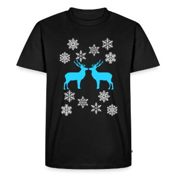 T-Shirt Cerf - Idée Cadeau Motif Cerf d'Hiver - T-shirt Premium bio Homme - noir - Devant - Nico (187cm)