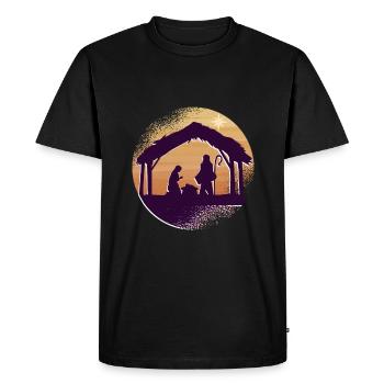 Joyeux Noël naissance Jésus - T-shirt Premium bio Homme - noir - Devant - Nico (187cm)
