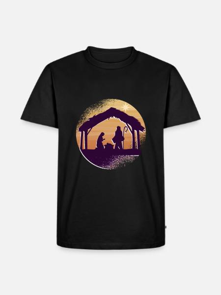 Frohe Weihnachten geburt Jesus - Männer Premium Bio T-Shirt - Schwarz