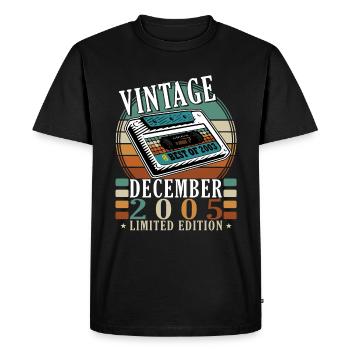 Décembre 2005 Cadeau d’anniversaire Décembre 2005 - T-shirt Premium bio Homme - noir - Devant - Nico (187cm)