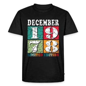 Décembre 1978 Anniversaire Décembre 1978 Décembre - T-shirt Premium bio Homme - noir - Devant - Nico (187cm)