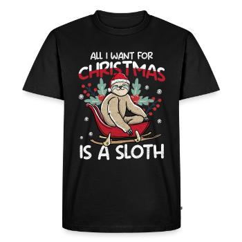 Je veux un paresseux pour Noël paresseux mignon - T-shirt Premium bio Homme - noir - Devant - Nico (187cm)