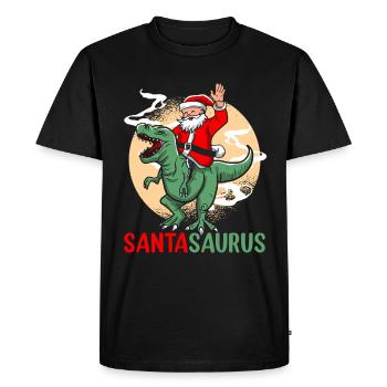 SANTASAURUS Dino Dinosaure Noël Humour - T-shirt Premium bio Homme - noir - Devant - Nico (187cm)