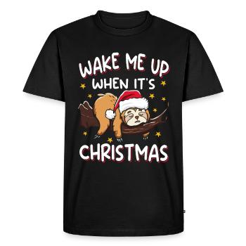 Réveille-moi quand c’est la paresse de Noël - T-shirt Premium bio Homme - noir - Devant - Nico (187cm)