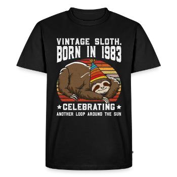 Sloth Birthday 1983 Born 1983 - Men's Premium Organic T-Shirt - black - Front - Nico (187cm)