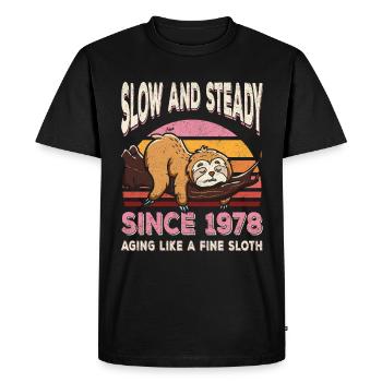 Sloth Birthday 1978 Born 1978 - Men's Premium Organic T-Shirt - black - Front - Nico (187cm)