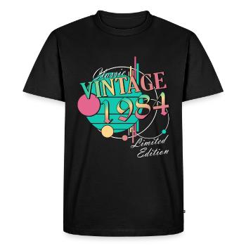 Vintage 1984 Vintage 1984 Birthday Gift - Men's Premium Organic T-Shirt - black - Front - Nico (187cm)