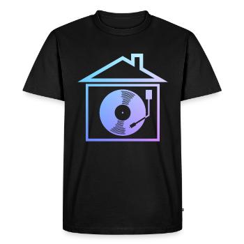 House Music Rave Vinyl Record DJ - Men's Premium Organic T-Shirt - black - Front - Nico (187cm)