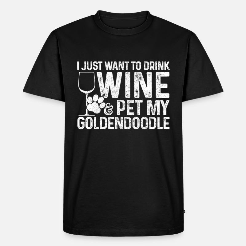 Goldendoodle Hund Wein Geschenk - Männer Premium Bio T-Shirt - Schwarz