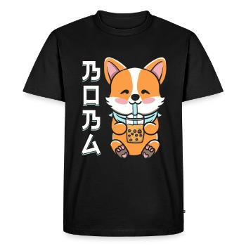 Boba Foxcute Kawaii Fox Drinks Bubble Tea - Men's Premium Organic T-Shirt - black - Front - Nico (187cm)