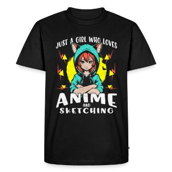 Just A Girl Who Loves Anime Anime Girl Anime Merch - Men's Premium Organic T-Shirt - black - Front - Nico (187cm)