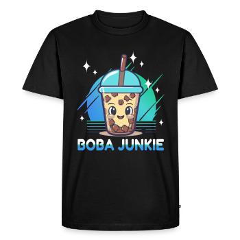 Boba Junkie Bubble Tea Junkie - T-shirt Premium bio Homme - noir - Devant - Nico (187cm)