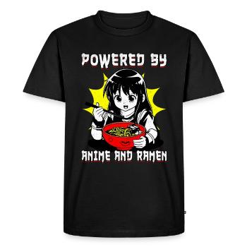 powered by Anime and Ramen - Men's Premium Organic T-Shirt - black - Front - Nico (187cm)