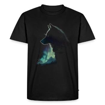 Wolf Northern Lights Finland Gift - Men's Premium Organic T-Shirt - black - Front - Nico (187cm)