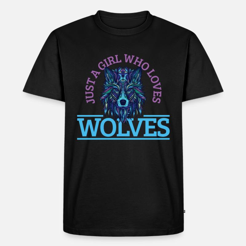 Wolf Geschenk - Männer Premium Bio T-Shirt - Schwarz