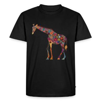 Giraffe Floral Animal Pattern Gift - Men's Premium Organic T-Shirt - black - Front - Nico (187cm)
