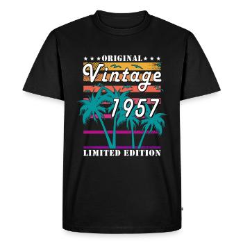 Année de naissance 1957 Vintage Anniversaire Légende 1957 - T-shirt Premium bio Homme - noir - Devant - Nico (187cm)