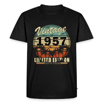 Millésime 1957 original | Cadeau d’anniversaire 1957 - T-shirt Premium bio Homme - noir - Devant - Nico (187cm)