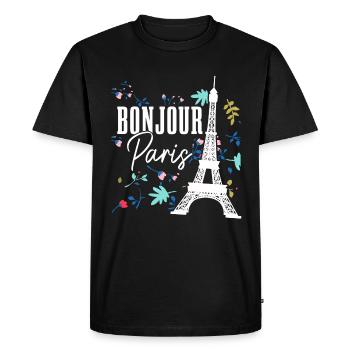 Paris France Eiffel Tower Souvenir - Men's Premium Organic T-Shirt - black - Front - Nico (187cm)