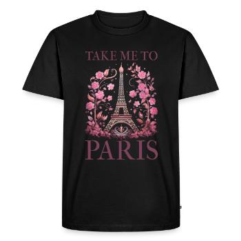 Paris France Eiffel Tower Souvenir - Men's Premium Organic T-Shirt - black - Front - Nico (187cm)