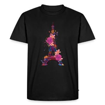 Paris France Eiffel Tower Souvenir - Men's Premium Organic T-Shirt - black - Front - Nico (187cm)