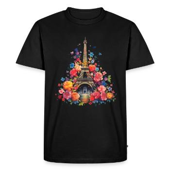 Paris France Eiffel Tower Souvenir - Men's Premium Organic T-Shirt - black - Front - Nico (187cm)