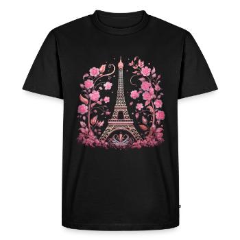 Paris France Eiffel Tower Souvenir - Men's Premium Organic T-Shirt - black - Front - Nico (187cm)
