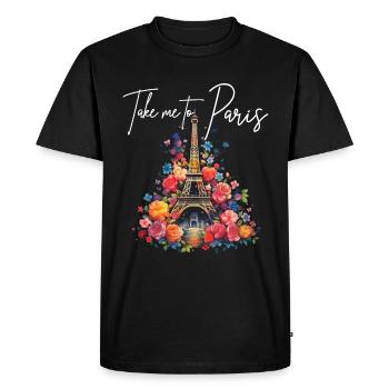 Paris France Eiffel Tower Souvenir - Men's Premium Organic T-Shirt - black - Front - Nico (187cm)
